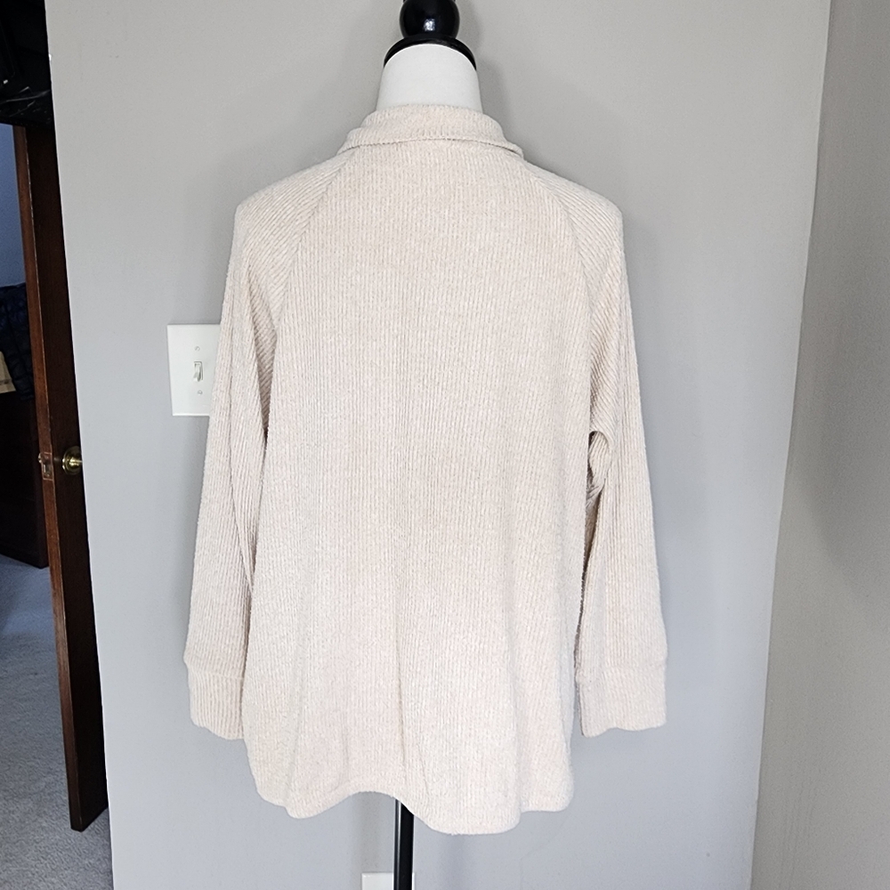 Adyson Parker cream ribbed long sleeve quarter zip top Women's size large - Picture 5 of 16